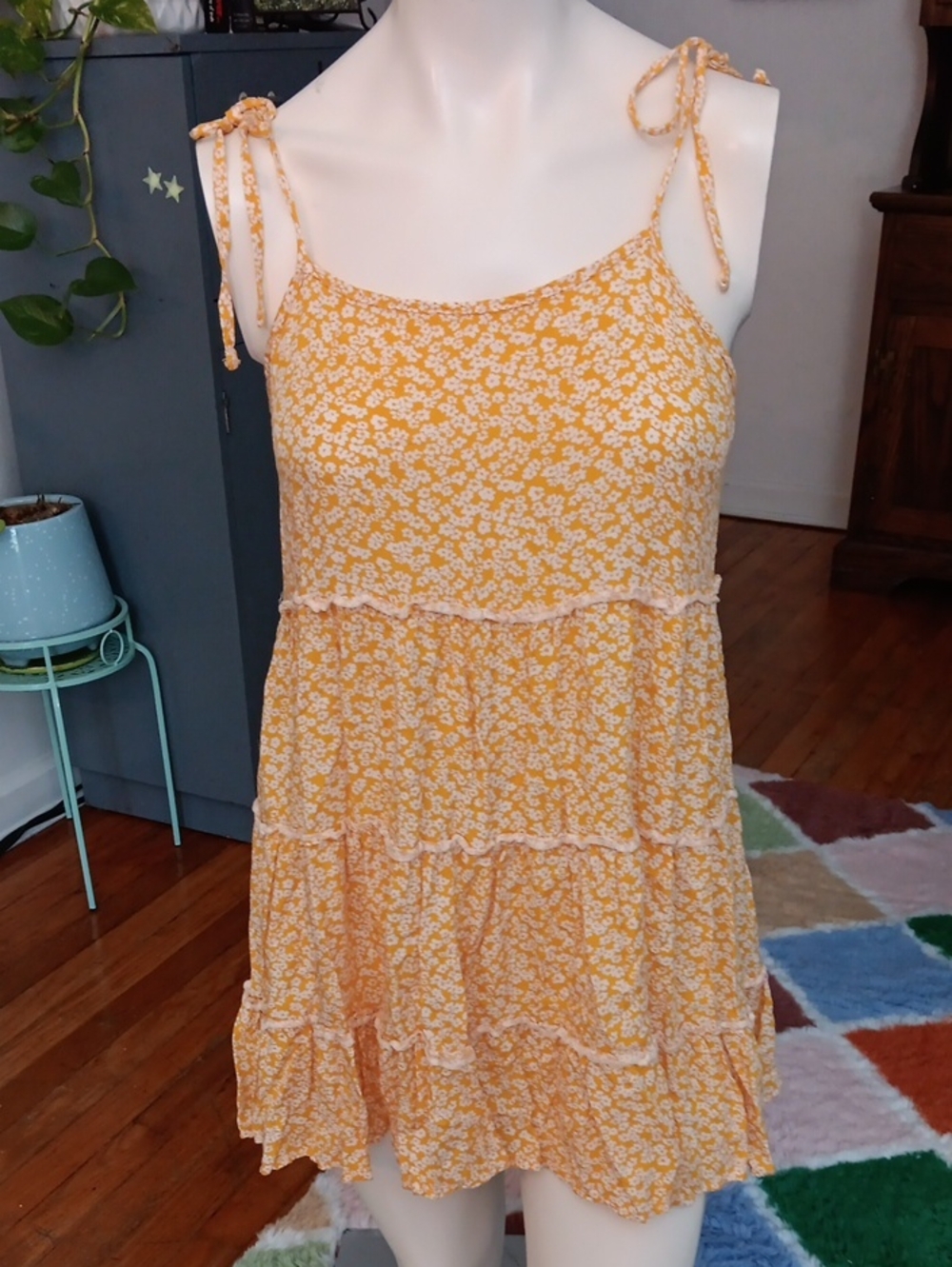 SHEIN Yellow Ditsy Floral Sun Dress